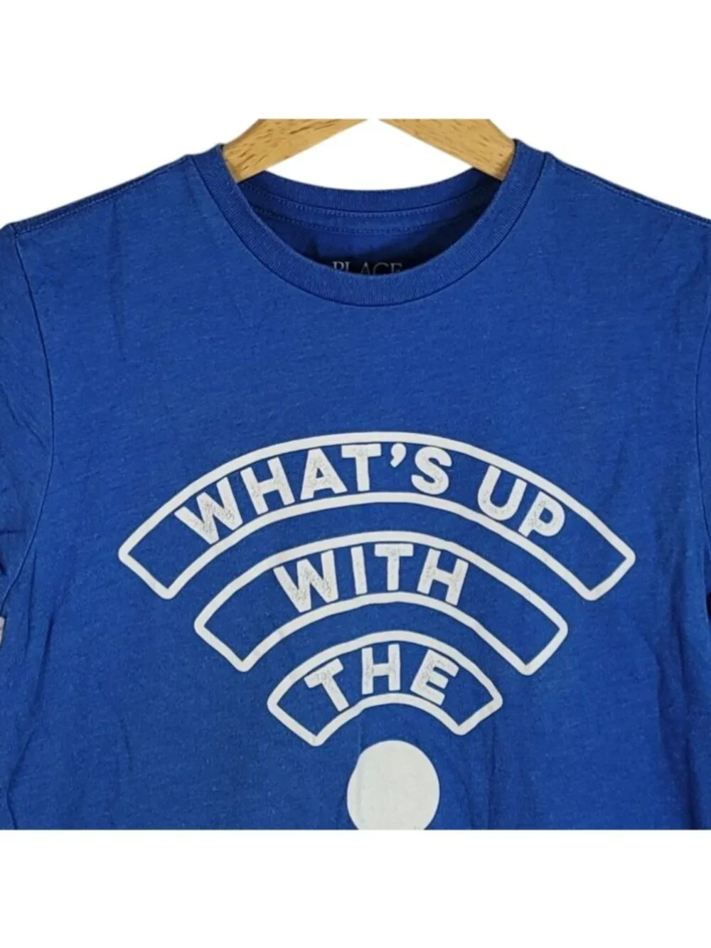 Children's Place Funny WiFi T Shirt Blue SZ 8 Medium Short Sleeves Crew Pullover